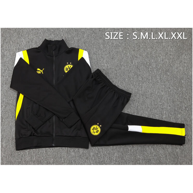 Mens Borussia Dortmund Jacket + Pants Training Suit Black 2023/24