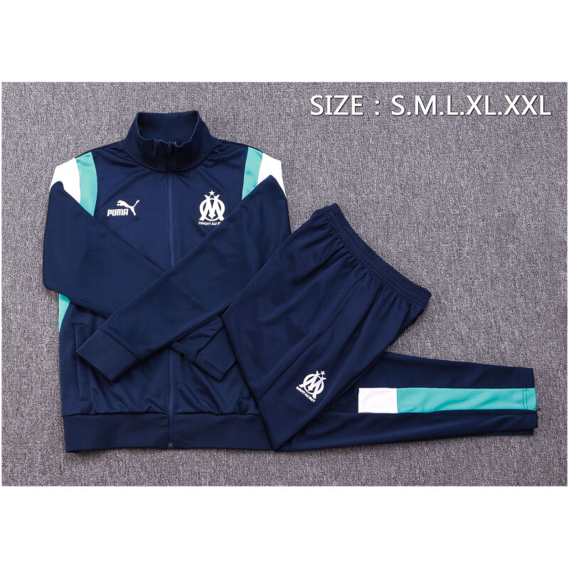 Mens Olympique Marseille Jacket + Pants Training Suit Royal 2023/24