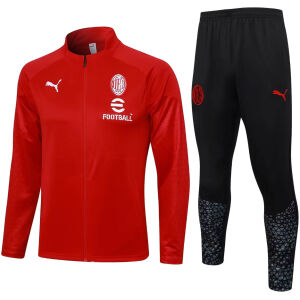 Mens AC Milan Jacket + Pants Training Suit Red 2023/24