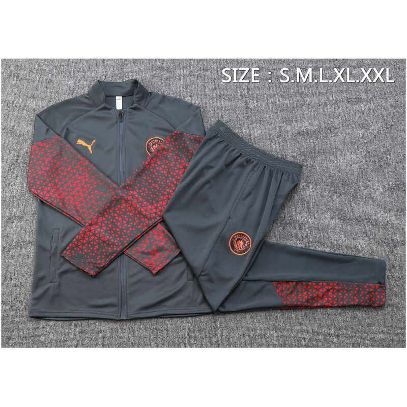 Mens Manchester City Jacket + Pants Training Suit Grey 2023/24