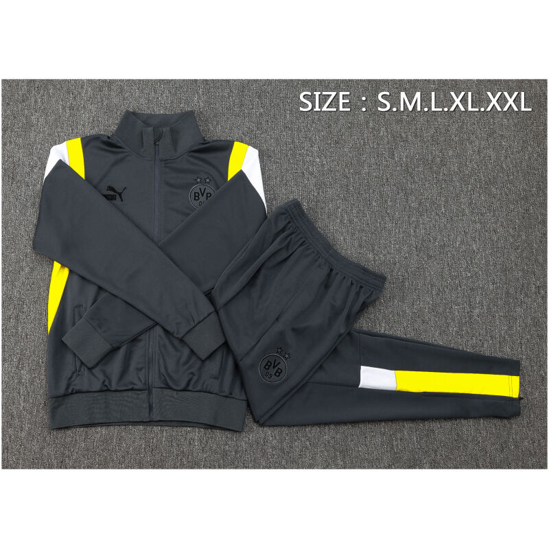 Mens Borussia Dortmund Jacket + Pants Training Suit Grey 2023/24