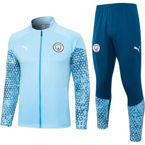 Mens Manchester City Jacket + Pants Training Suit Light Blue 2023/24