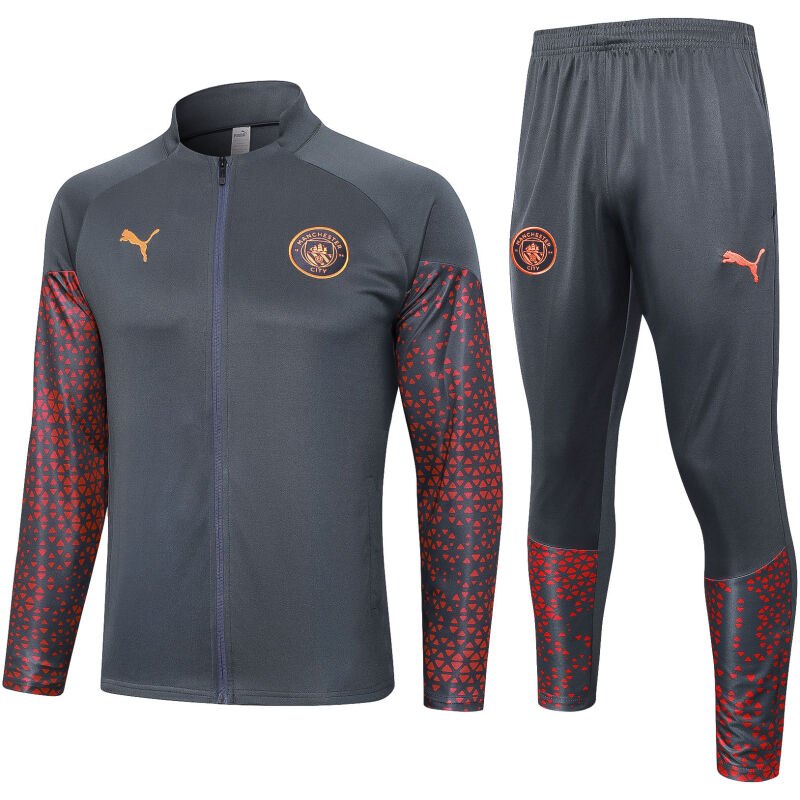 Mens Manchester City Jacket + Pants Training Suit Grey 2023/24