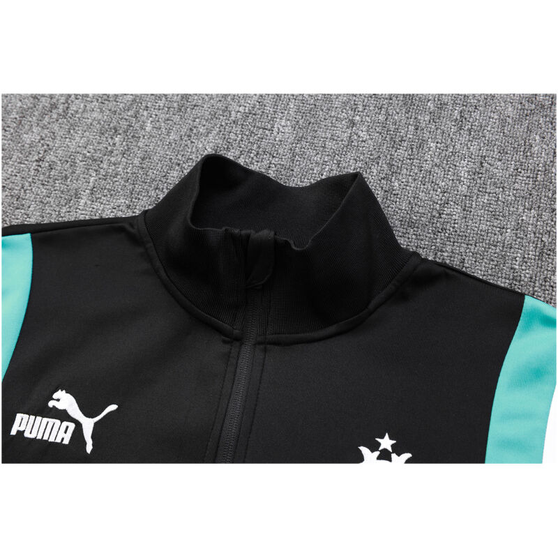 Mens Olympique Marseille Jacket + Pants Training Suit Black 2023/24