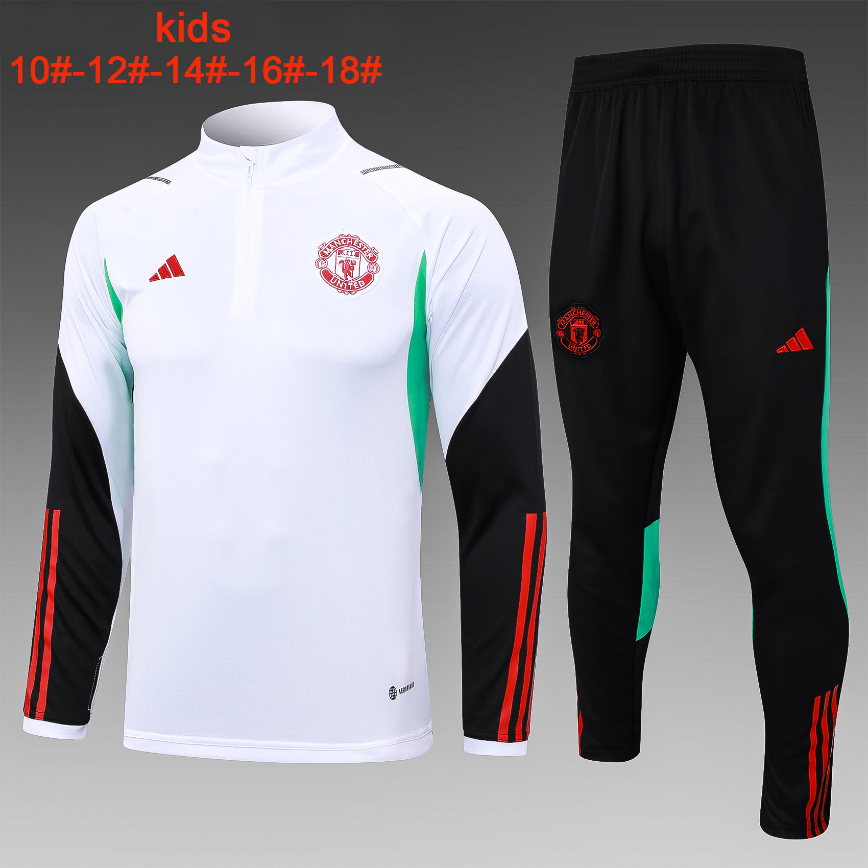 Kids Manchester United Training Suit White – Black 2023/24