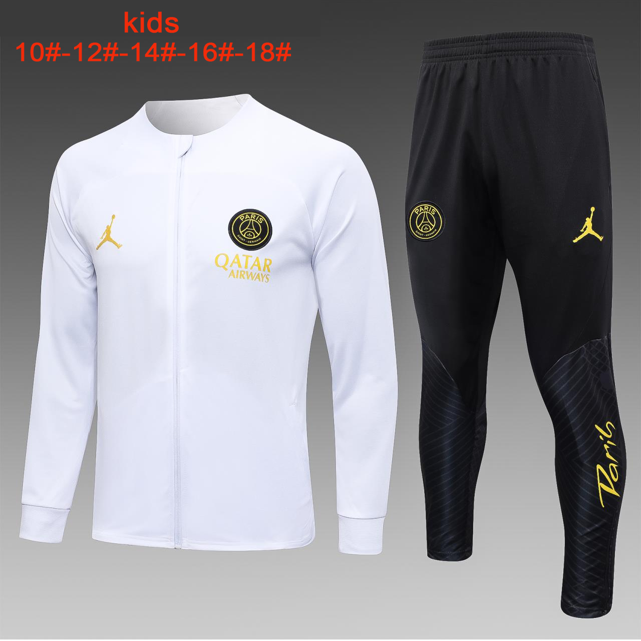 Kids PSG x Jordans Jacket + Pants Training Suit White 2023/24