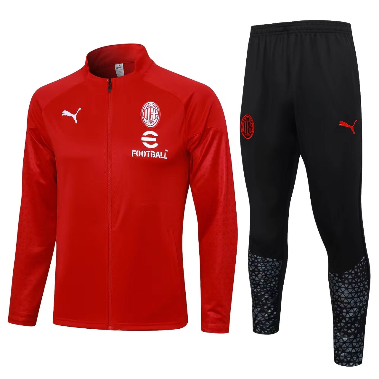 Mens AC Milan Jacket + Pants Training Suit Red 2023/24