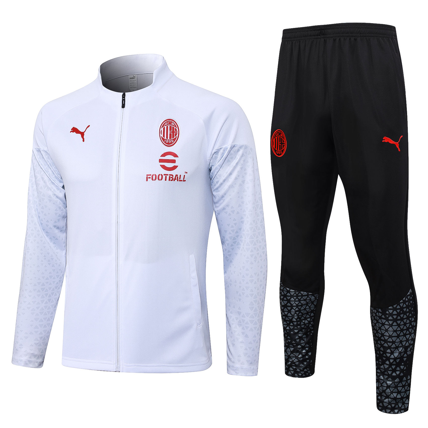 Mens AC Milan Jacket + Pants Training Suit White 2023/24