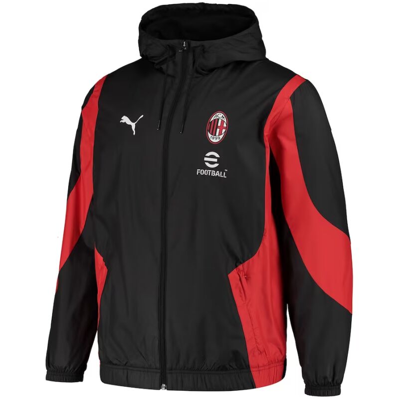 Mens AC Milan Pre-Match Woven Anthem Windrunner Jacket Black 2023/24