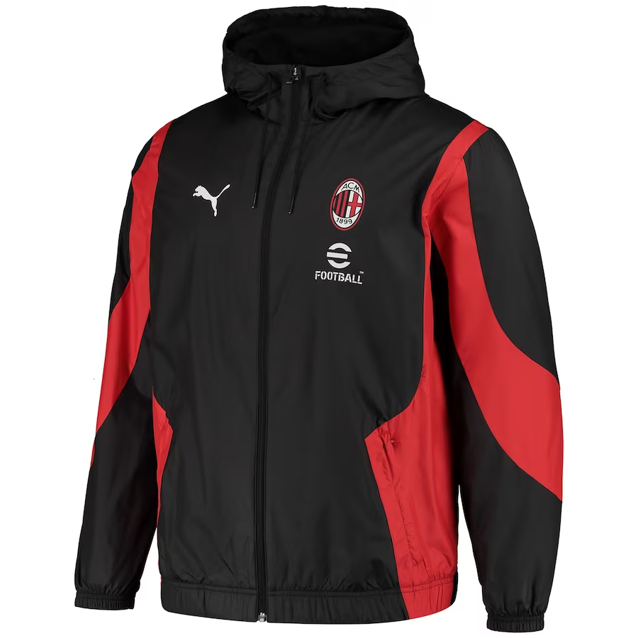 Mens AC Milan Pre-Match Woven Anthem Windrunner Jacket Black 2023/24