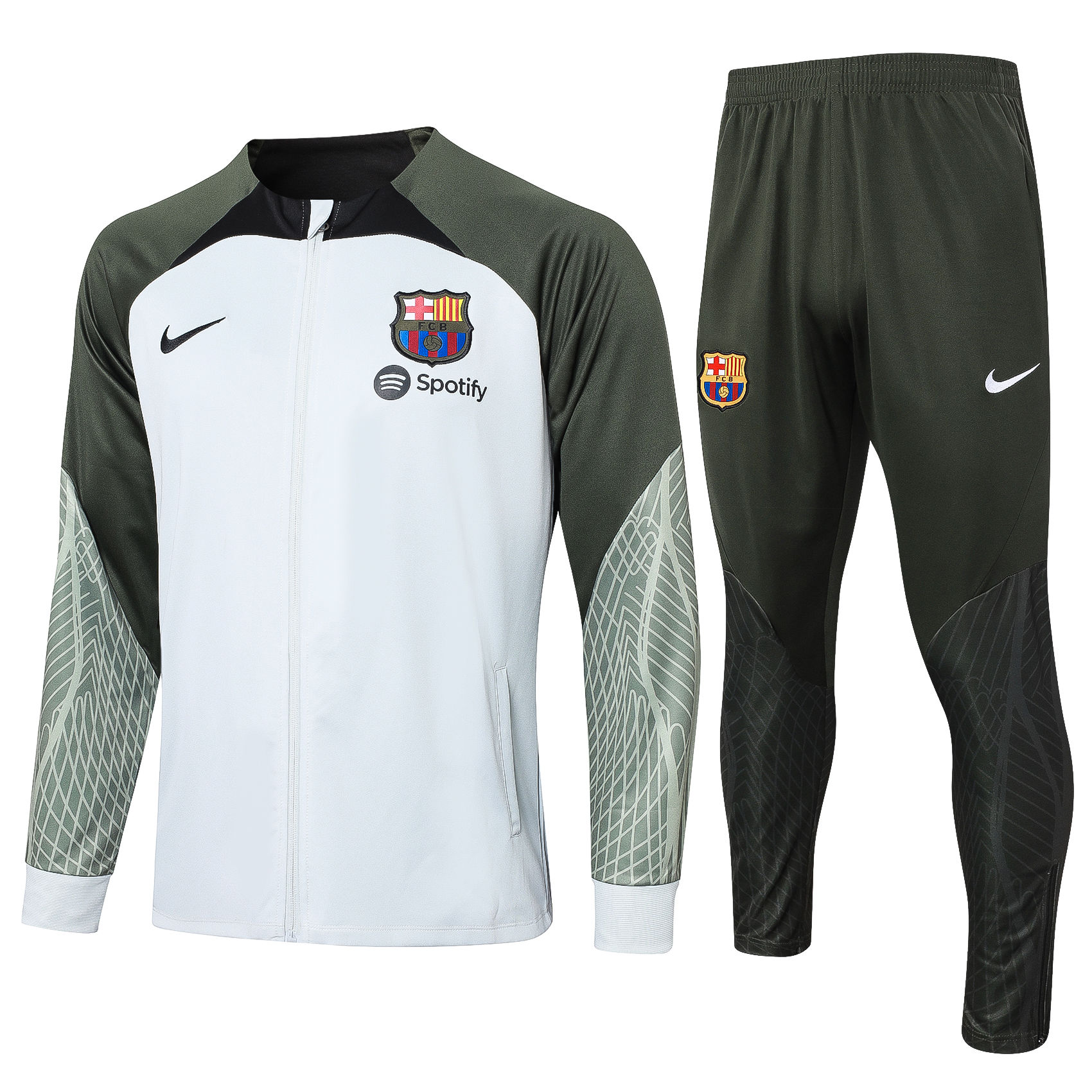 Mens Barcelona Jacket + Pants Training Suit Light Greenish 2023/24