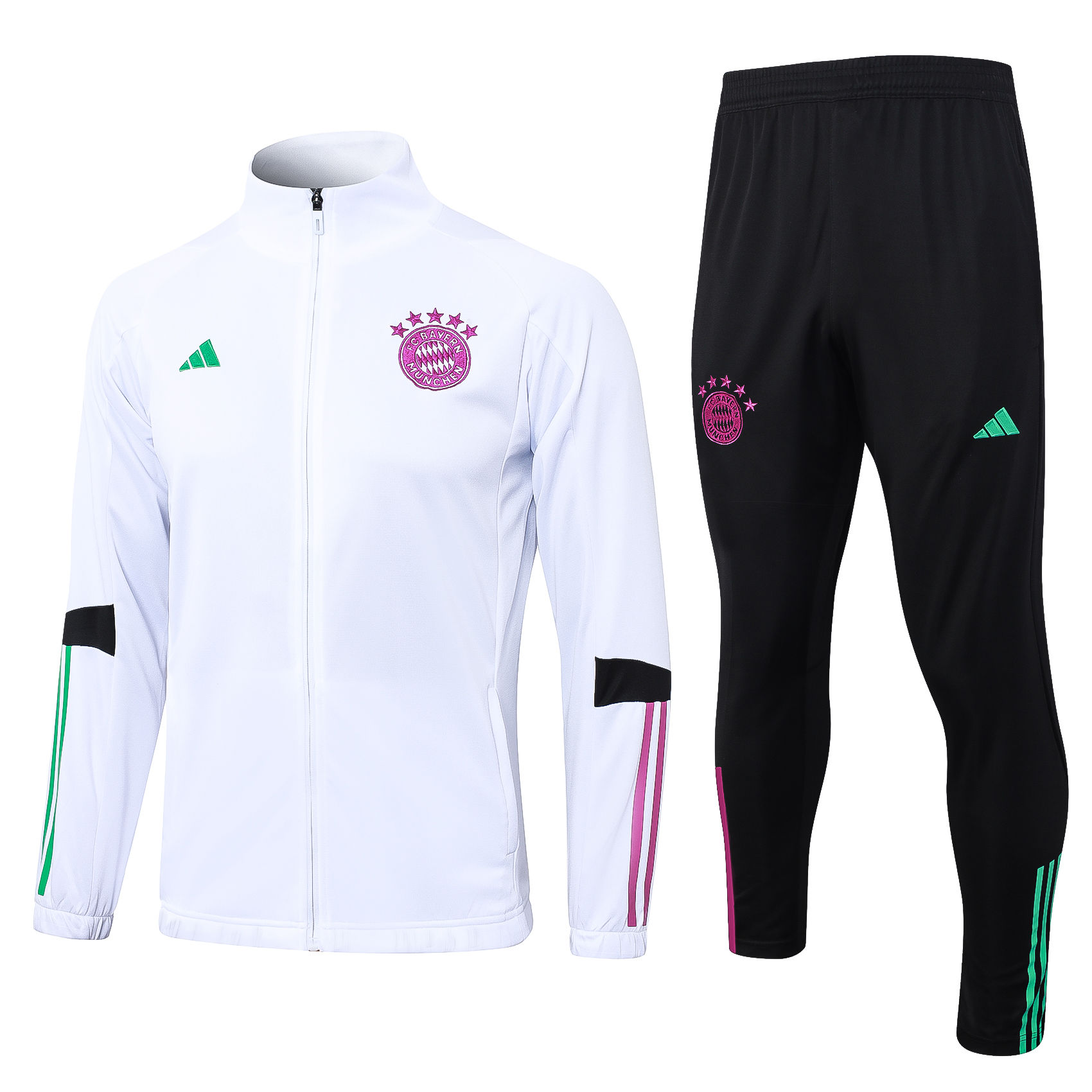 Mens Bayern Munich Jacket + Pants Training Suit White 2023/24