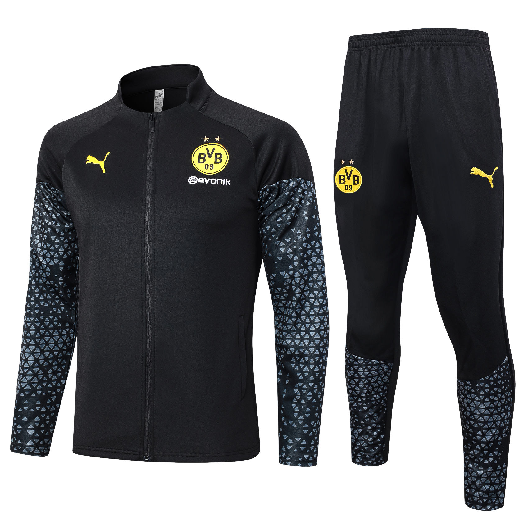 Mens Borussia Dortmund Jacket + Pants Training Suit Black Print 2023/24