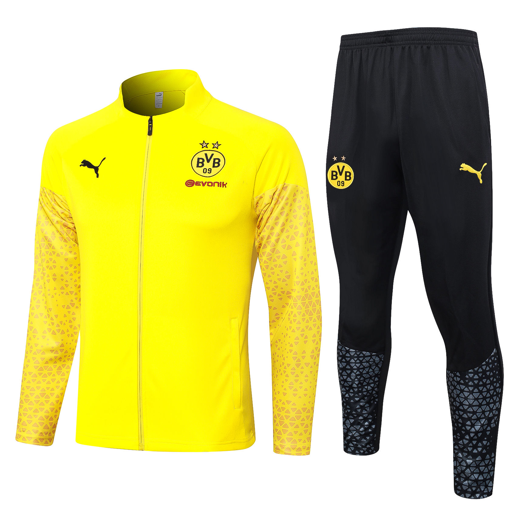 Mens Borussia Dortmund Jacket + Pants Training Suit Yellow Print 2023/24