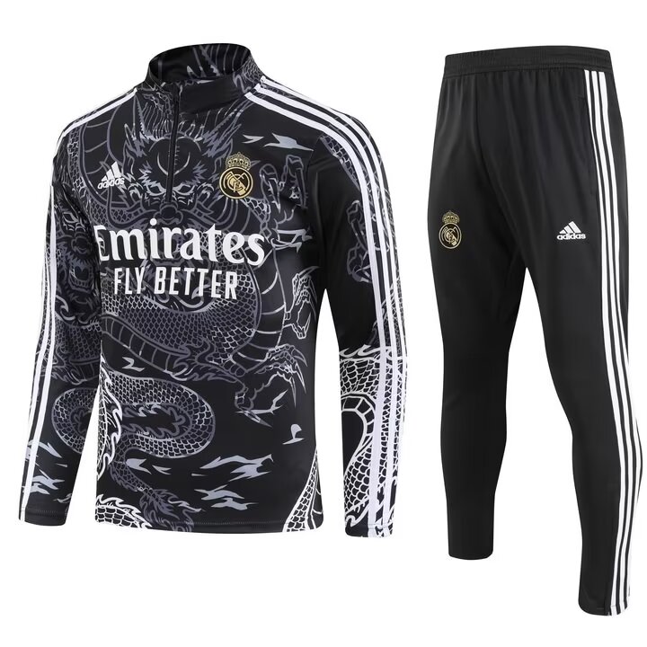 Mens Real Madrid Training Suit Black Dragon 2023/24