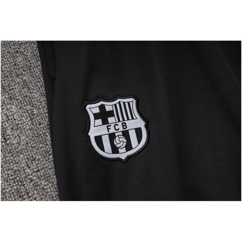 Mens Barcelona Hoodie Sweatshirt Grey – Black 2023/24