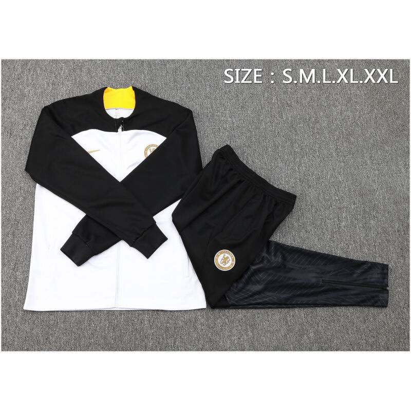 Mens Chelsea Jacket + Pants Training Suit White – Black 2023/24