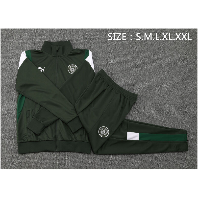 Mens Manchester City Jacket + Pants Training Suit Dark Green 2023/24
