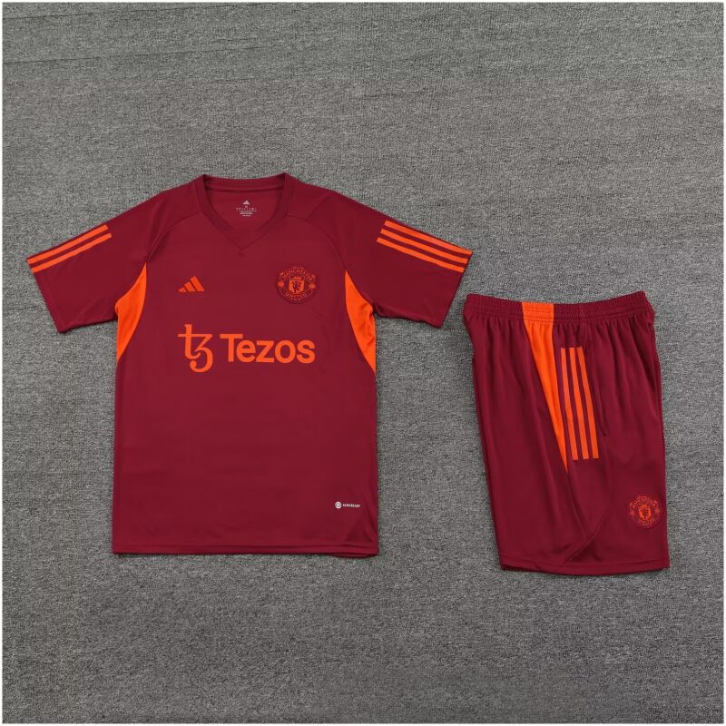Mens Manchester United Short Training Suit Burgundy 2023/24