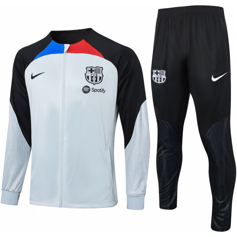 Mens Barcelona Jacket + Pants Training Suit Grey – Black 2023/24