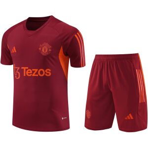 Mens Manchester United Short Training Suit Burgundy 2023/24