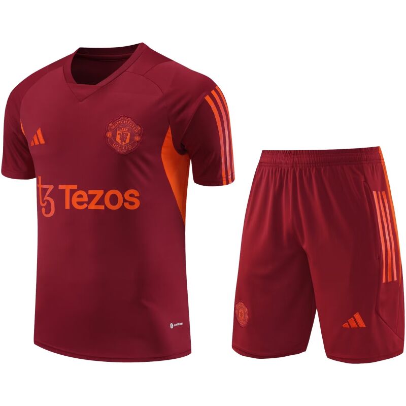 Mens Manchester United Short Training Suit Burgundy 2023/24