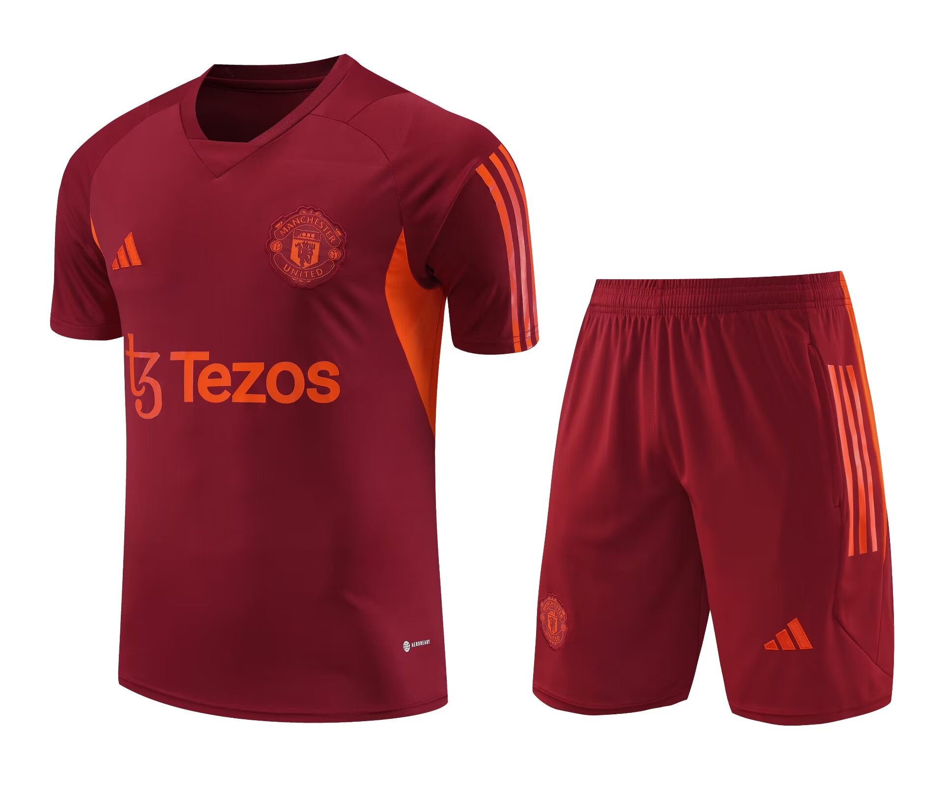 Mens Manchester United Short Training Suit Burgundy 2023/24
