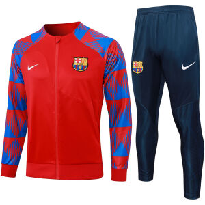 Mens Barcelona Jacket + Pants Training Suit Red 2023/24