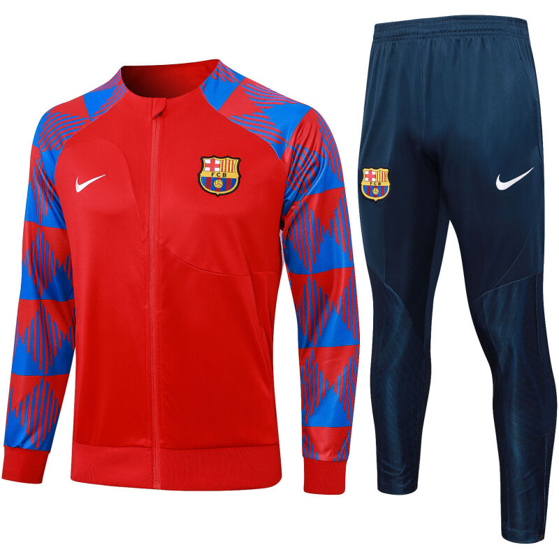 Mens Barcelona Jacket + Pants Training Suit Red 2023/24