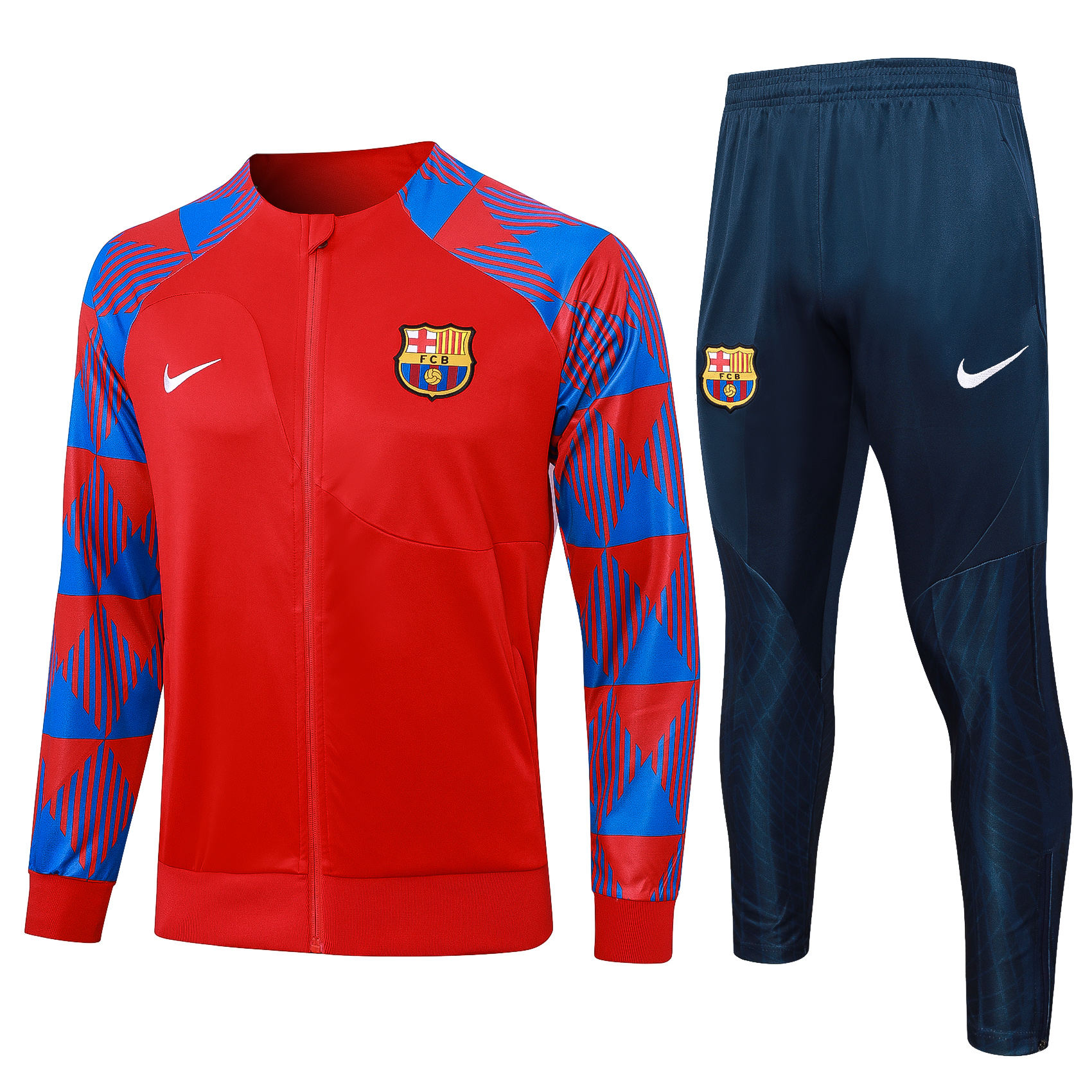 Mens Barcelona Jacket + Pants Training Suit Red 2023/24