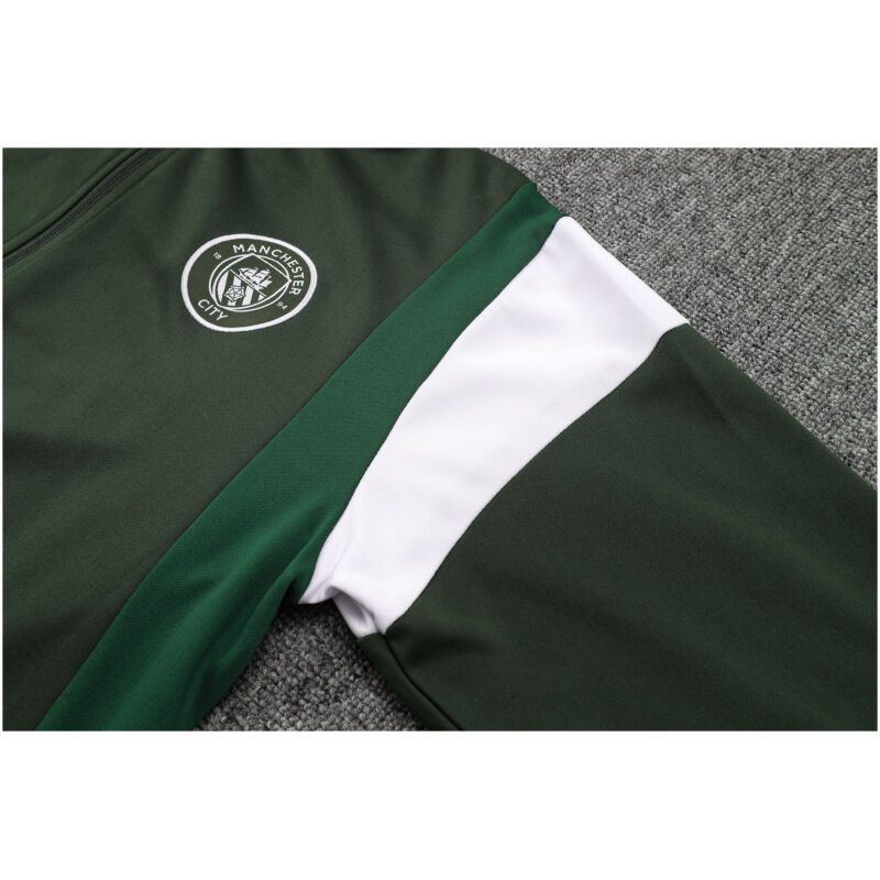 Mens Manchester City Jacket + Pants Training Suit Dark Green 2023/24