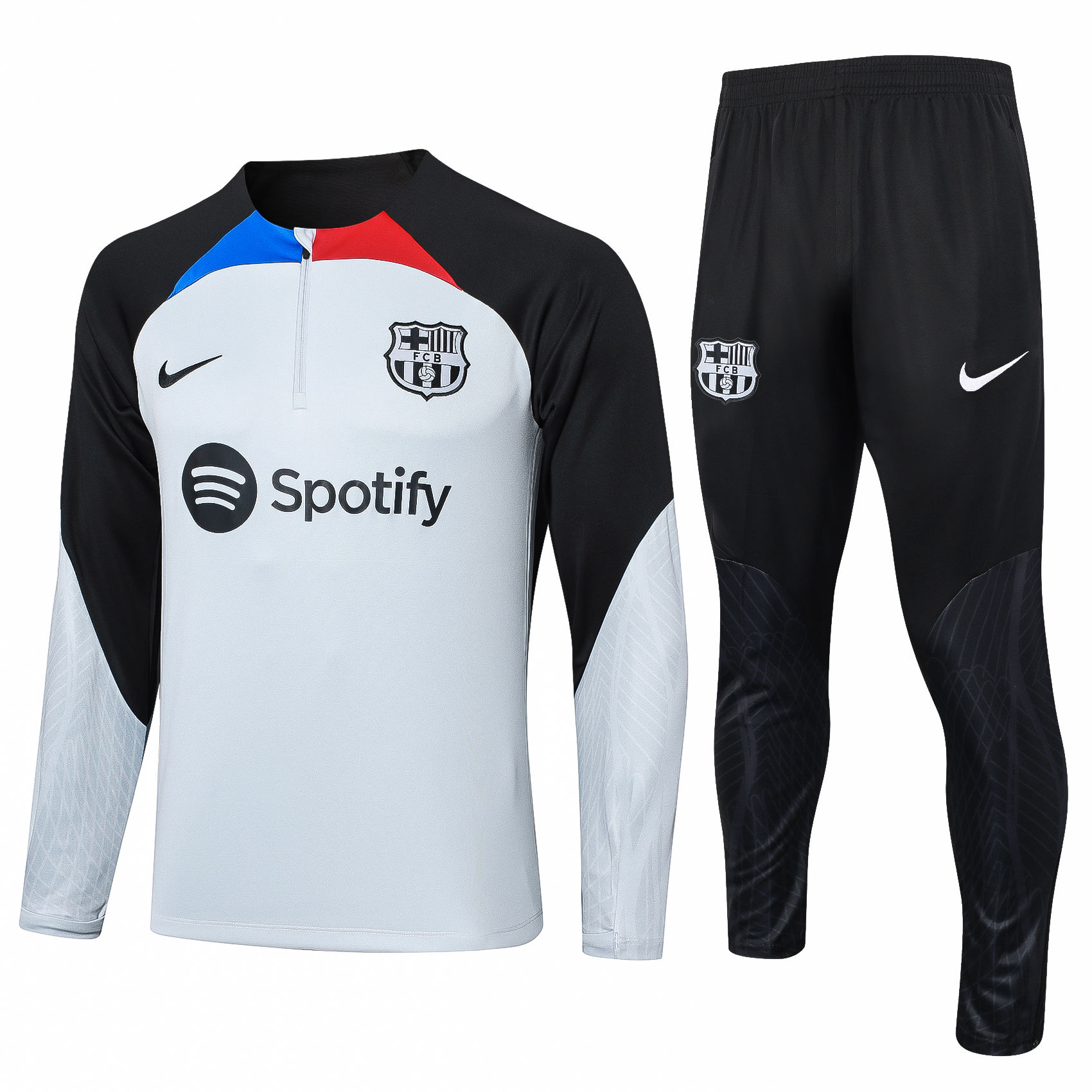 Mens Barcelona Training Suit Grey – Black 2023/24