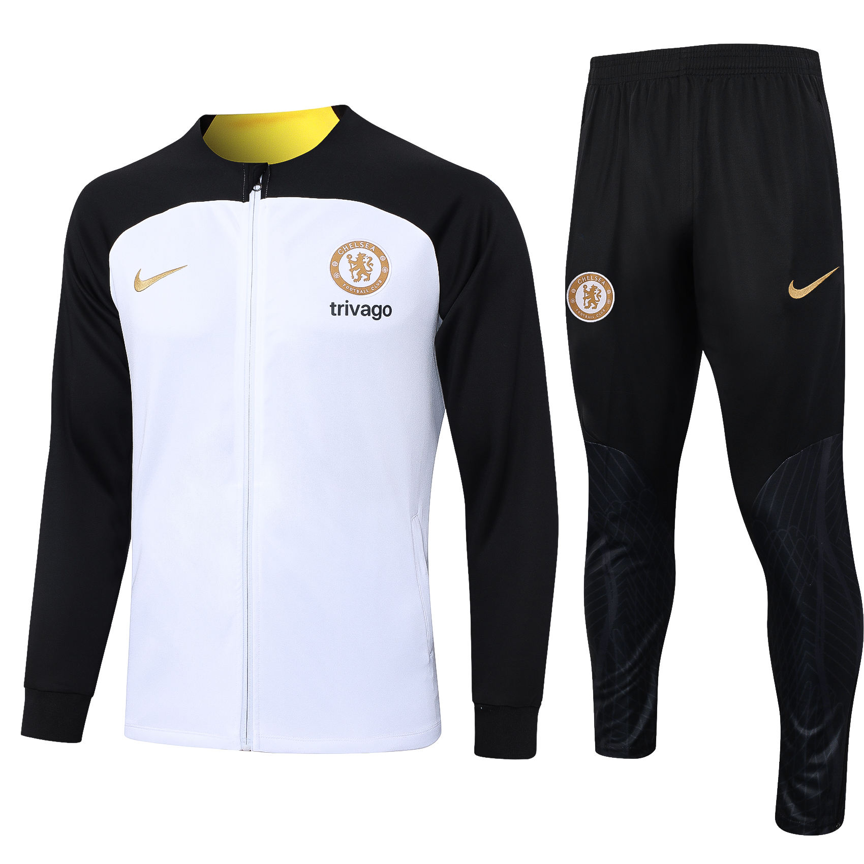 Mens Chelsea Jacket + Pants Training Suit White – Black 2023/24