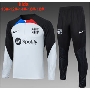 Kids Barcelona Training Suit Grey – Black 2023/24