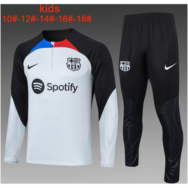 Kids Barcelona Training Suit Grey – Black 2023/24