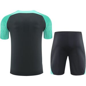 Mens Barcelona Short Training Suit Black – Green 2023/24