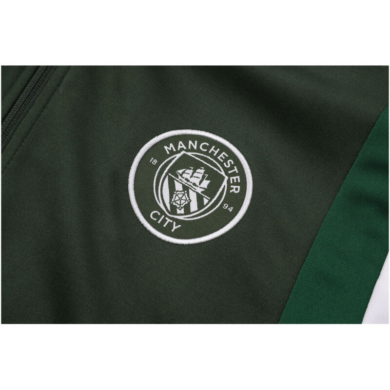 Mens Manchester City Jacket + Pants Training Suit Dark Green 2023/24