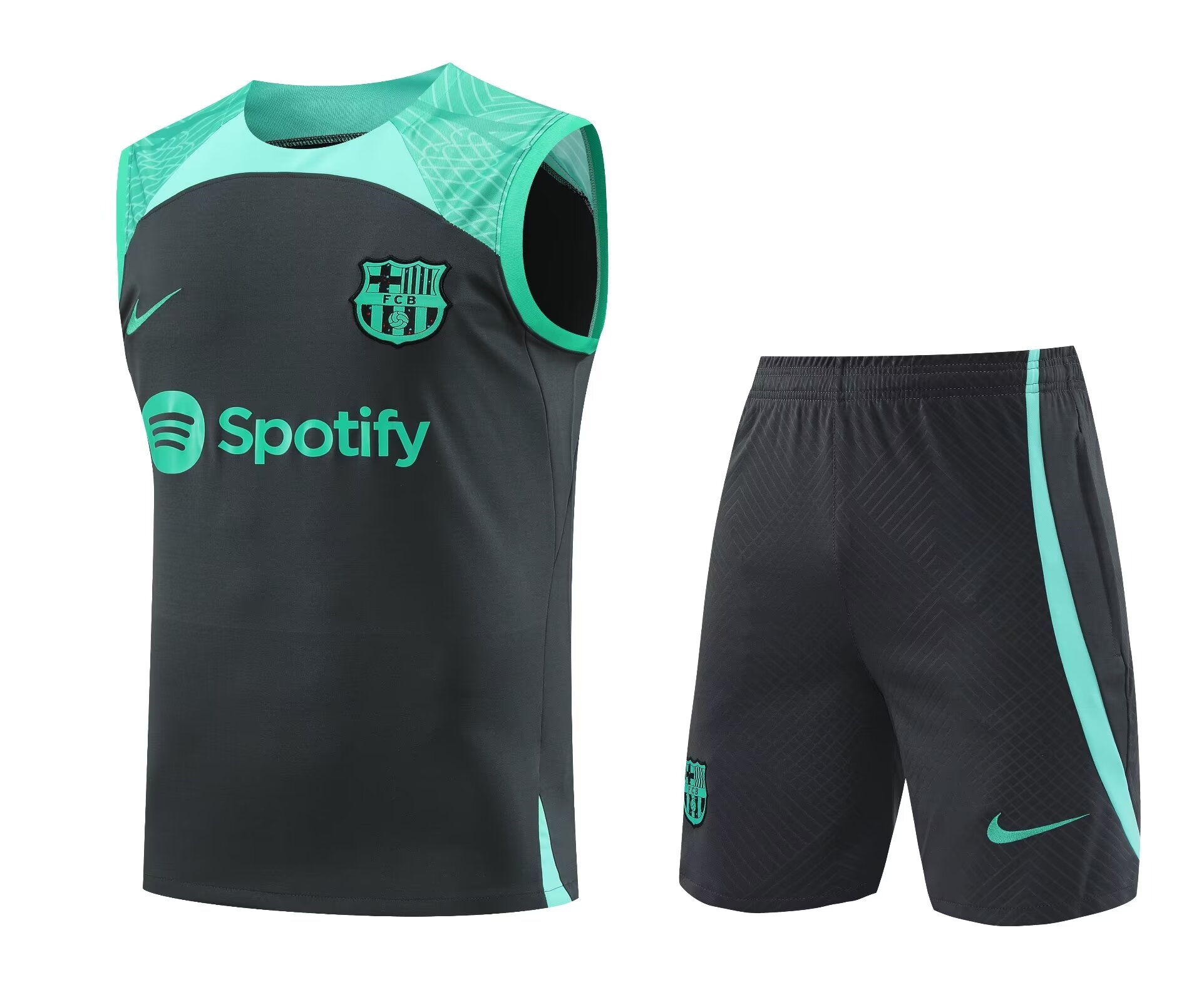 Mens Barcelona Singlet Suit Black – Green 2023/24