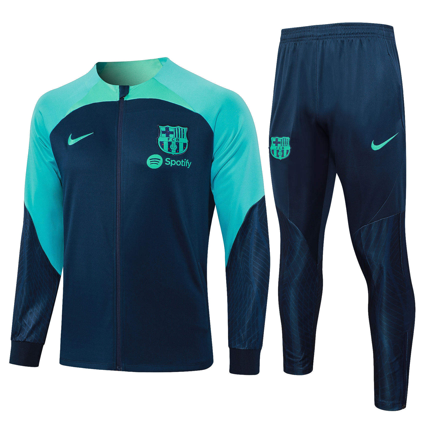 Mens Barcelona Jacket + Pants Training Suit Royal – Green 2023/24