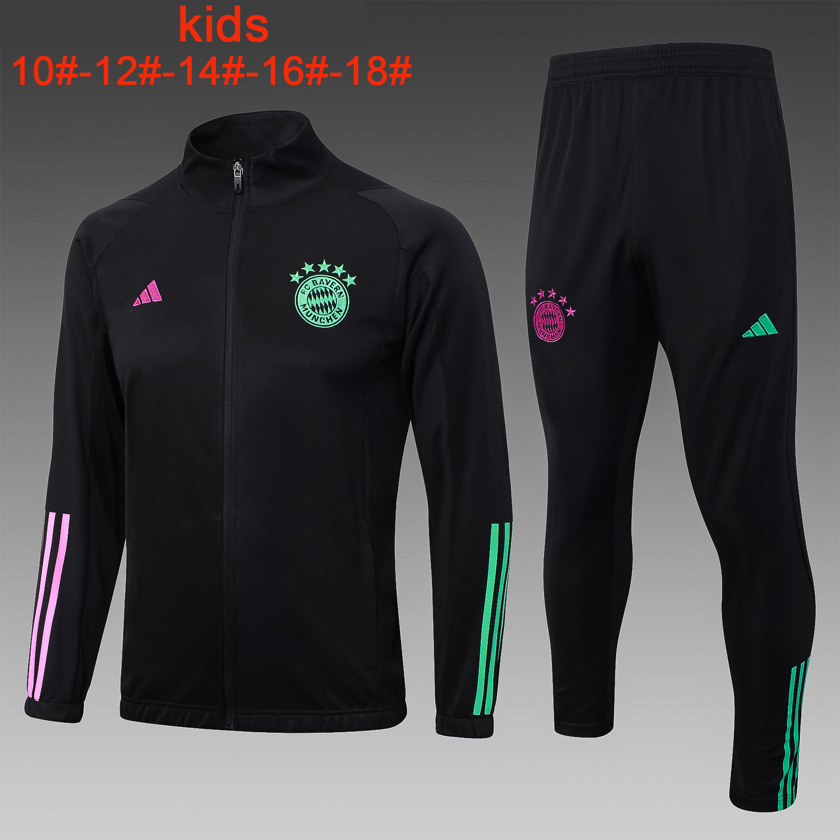 Kids Bayern Munich Jacket + Pants Training Suit Black 2023/24