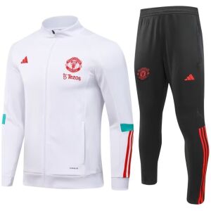 Mens Manchester United Jacket + Pants Training Suit White 2023/24
