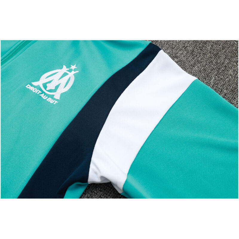 Mens Olympique Marseille Jacket + Pants Training Suit Green II 2023/24