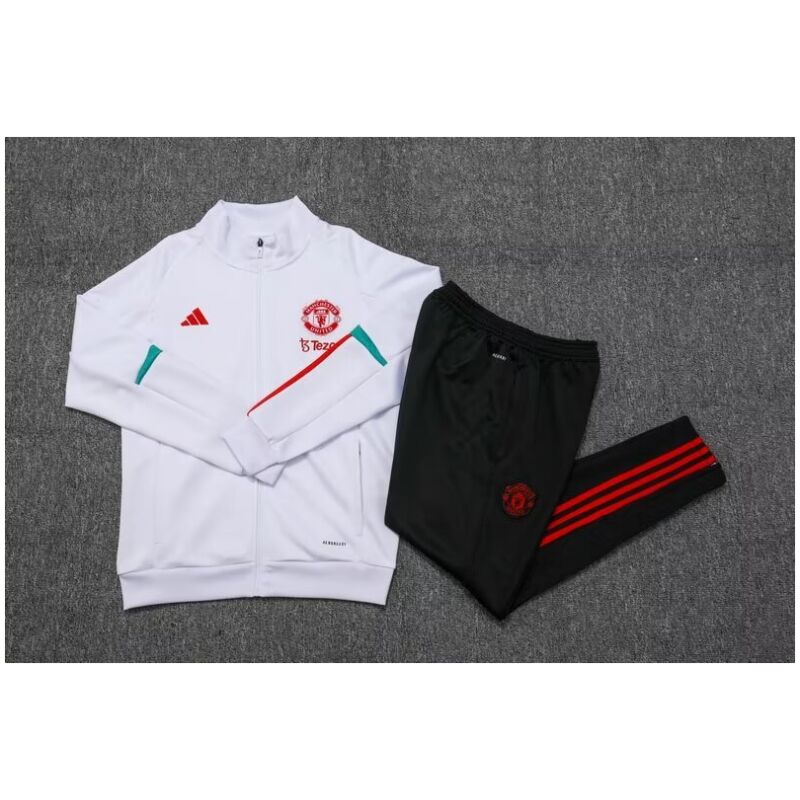 Mens Manchester United Jacket + Pants Training Suit White 2023/24