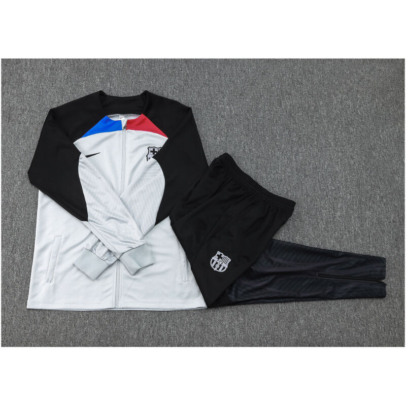 Kids Barcelona Jacket + Pants Training Suit Grey – Black 2023/24