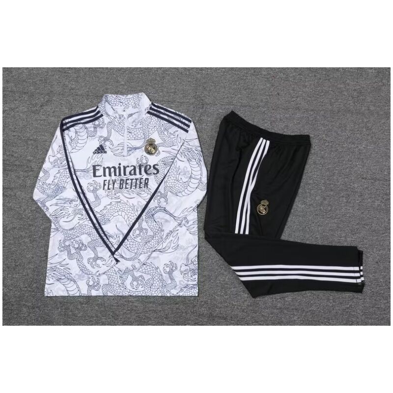Mens Real Madrid Training Suit White Dragon 2023/24