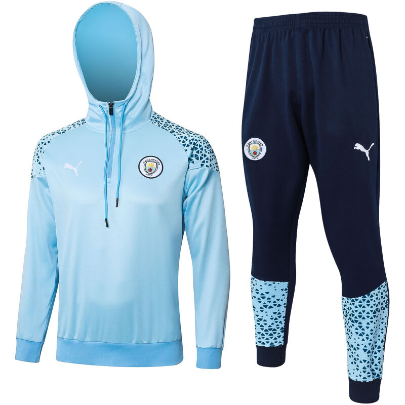 Mens Manchester City Hoodie Sweatshirt Blue 2023/24