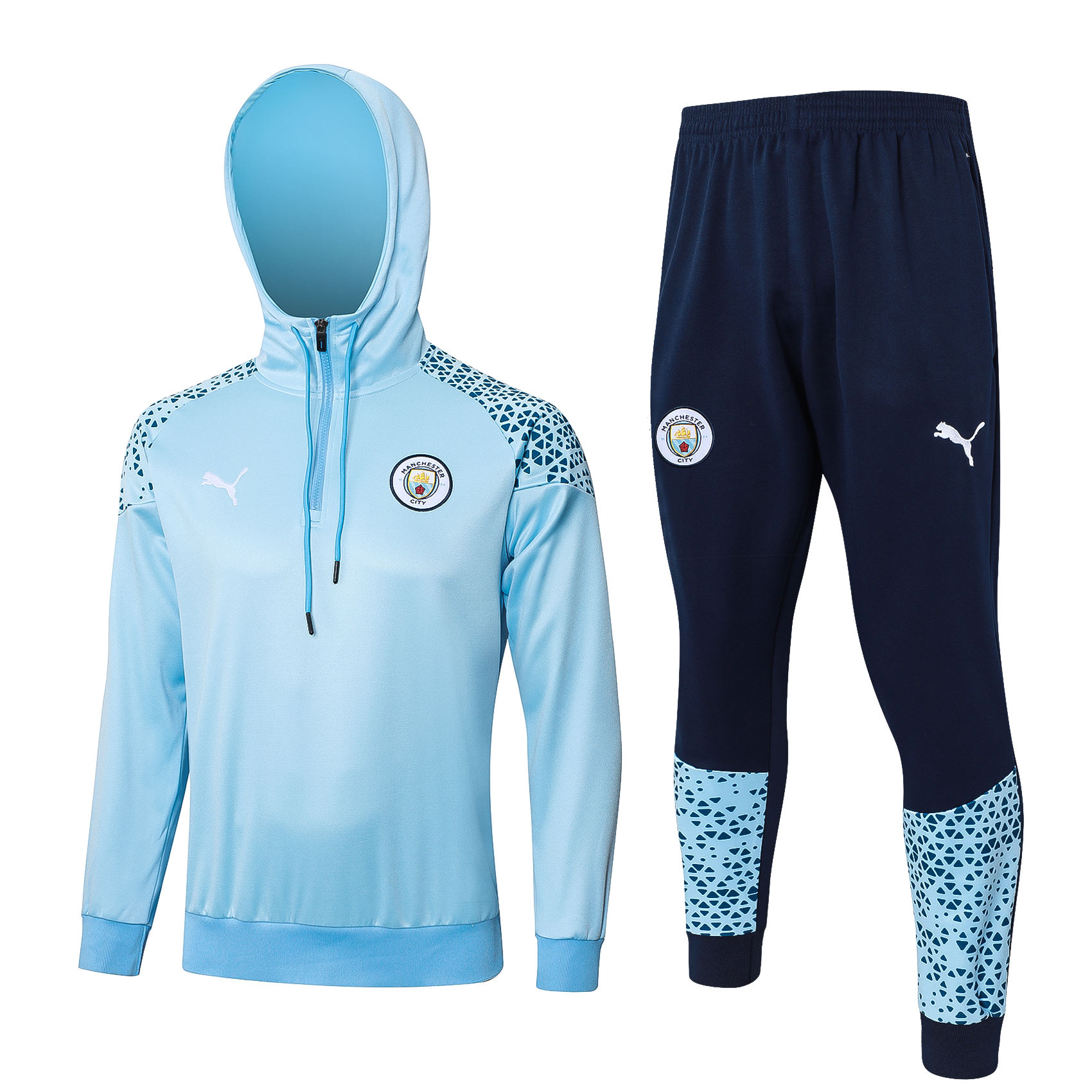 Mens Manchester City Hoodie Sweatshirt Blue 2023/24