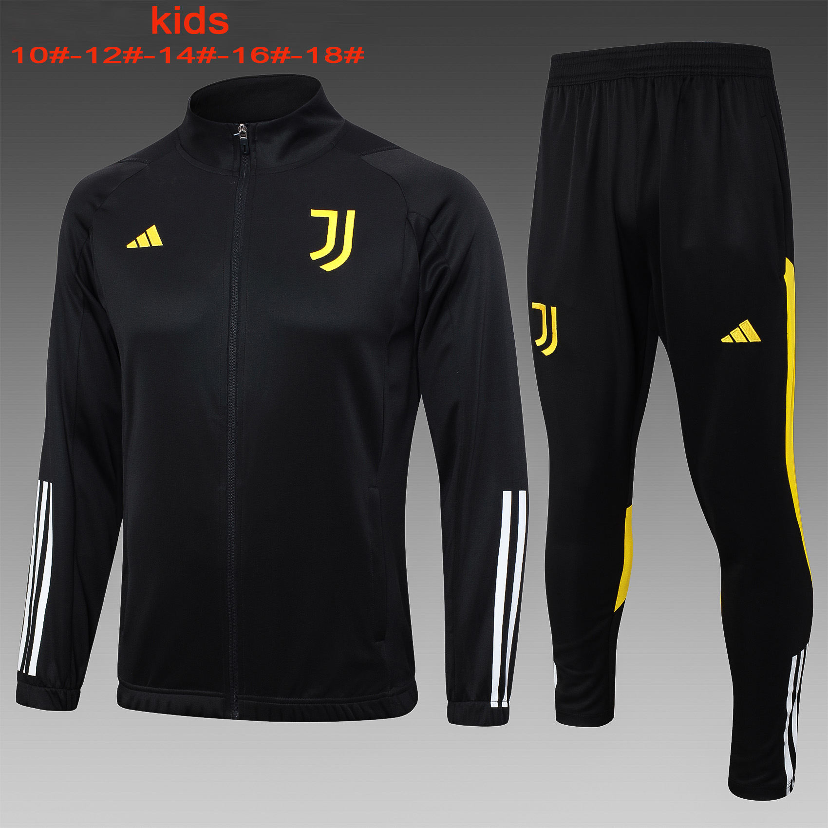 Kids Juventus Jacket + Pants Training Suit Black 2023/24