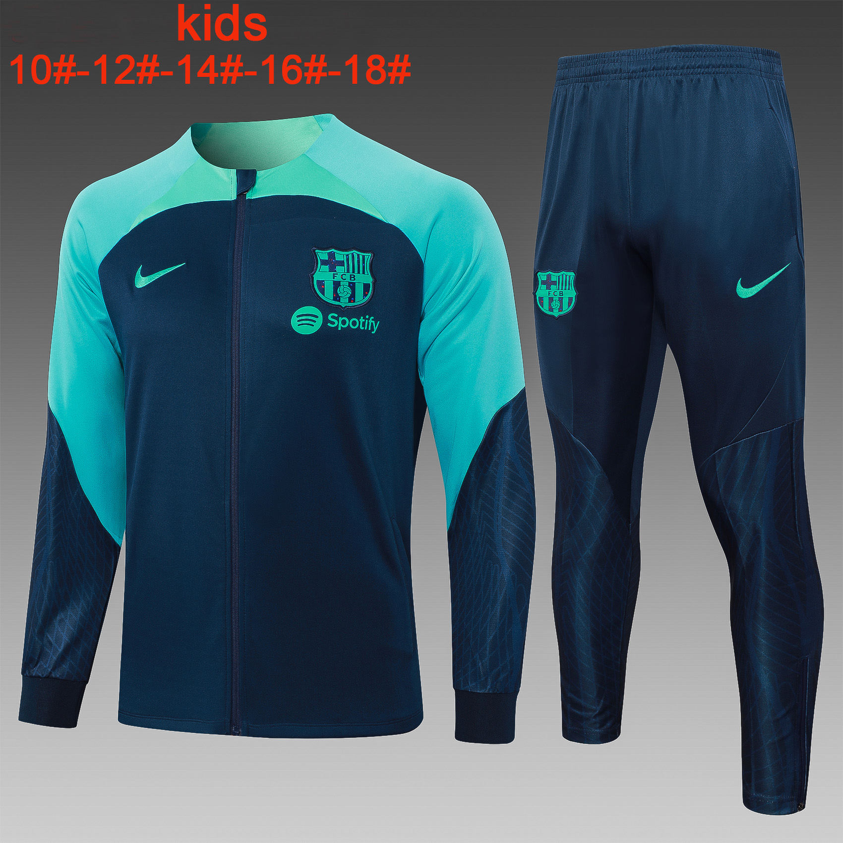 Kids Barcelona Jacket + Pants Training Suit Royal – Green 2023/24