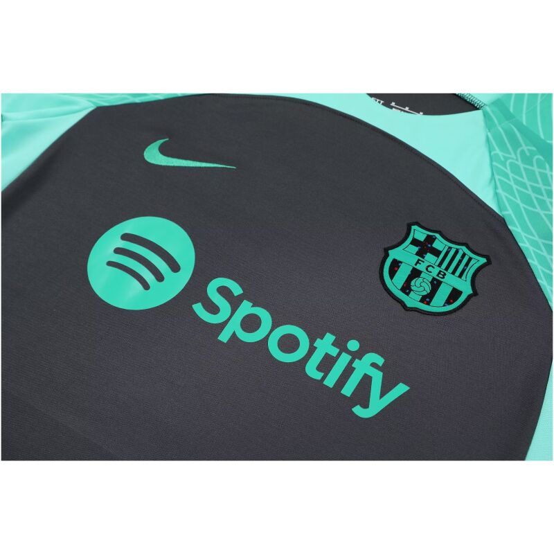 Mens Barcelona Short Training Suit Black – Green 2023/24